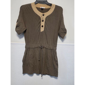 Women's Uniqlo Brown & Beige Tunic Top M